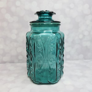 Vintage LE Smith Blue Glass Cannister