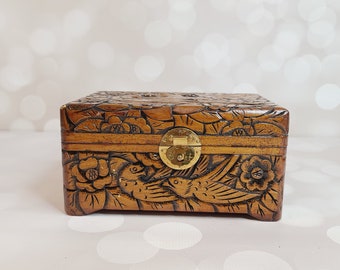 Vintage Asian Carved Wood Box
