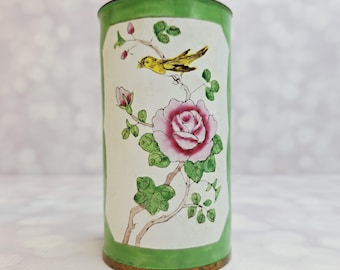 Antique Chinese Enamel Bird and Flower Brush Pot