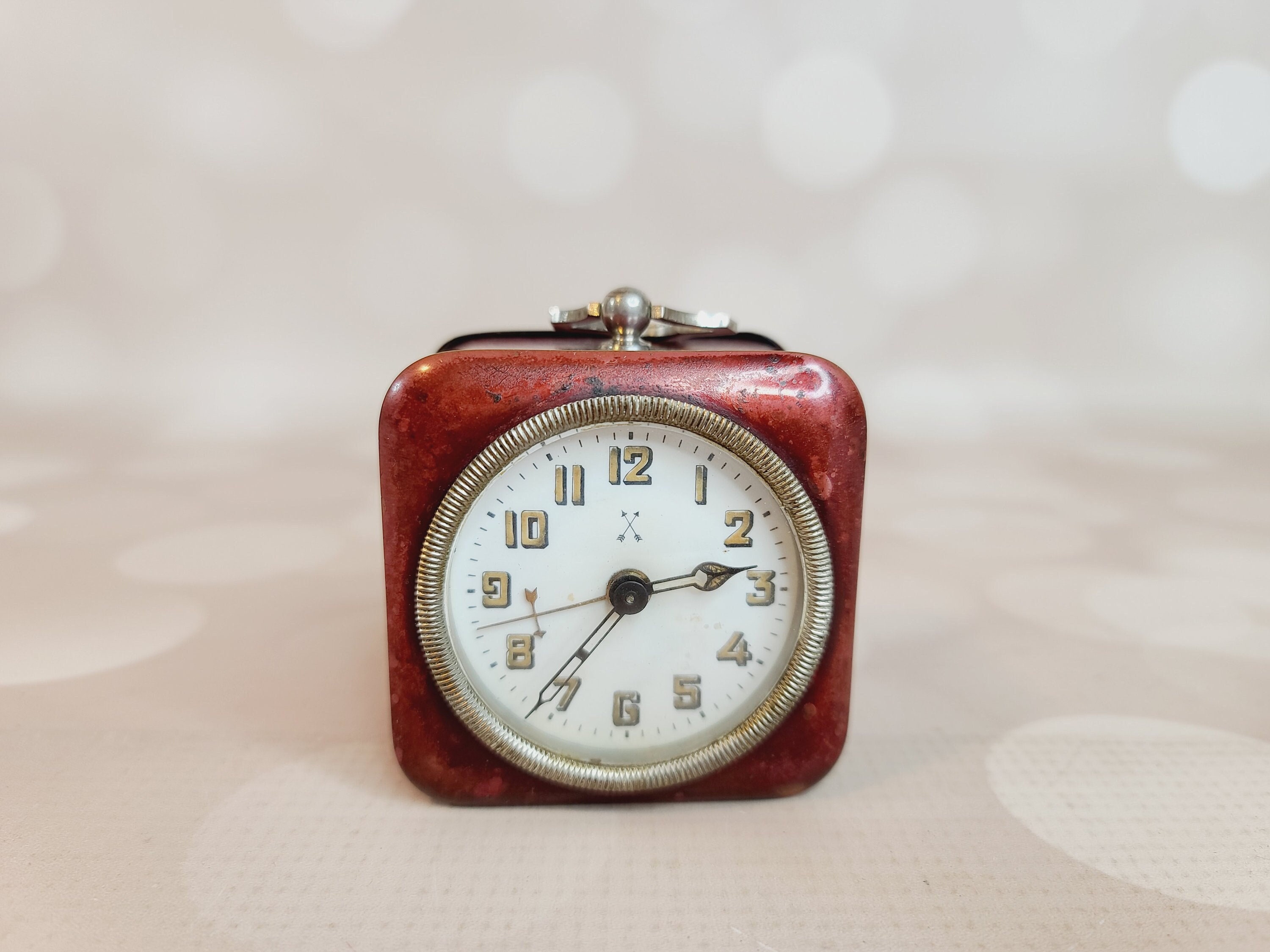 Antique Hamburg American Clock Company Alarm Clock - Etsy, image size:3000x2250