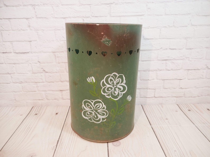 Vintage Metal Trash Can