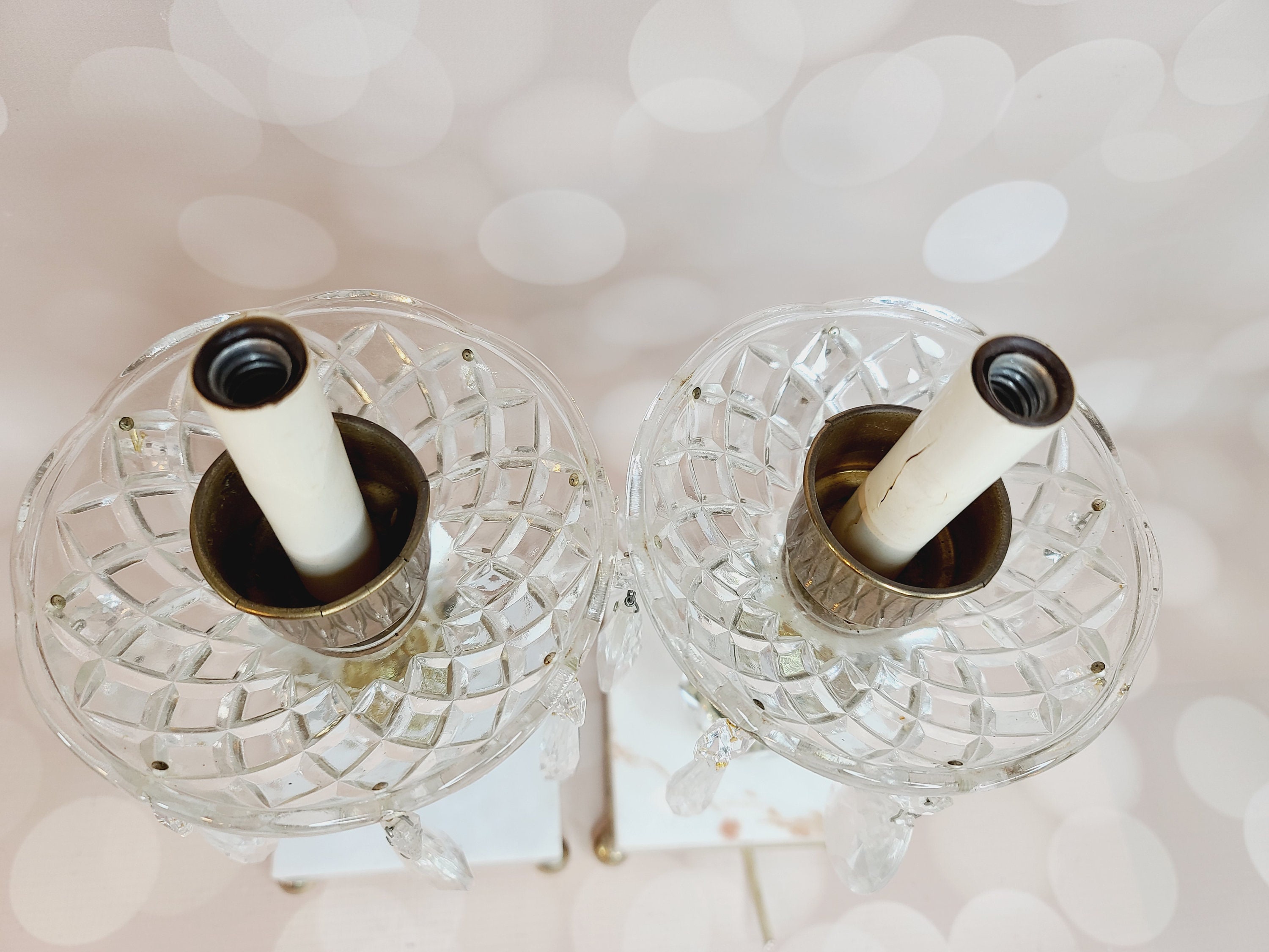 プリズム付きヴィンテージ ルーサイト ランプ 2 個セット - Etsy 日本