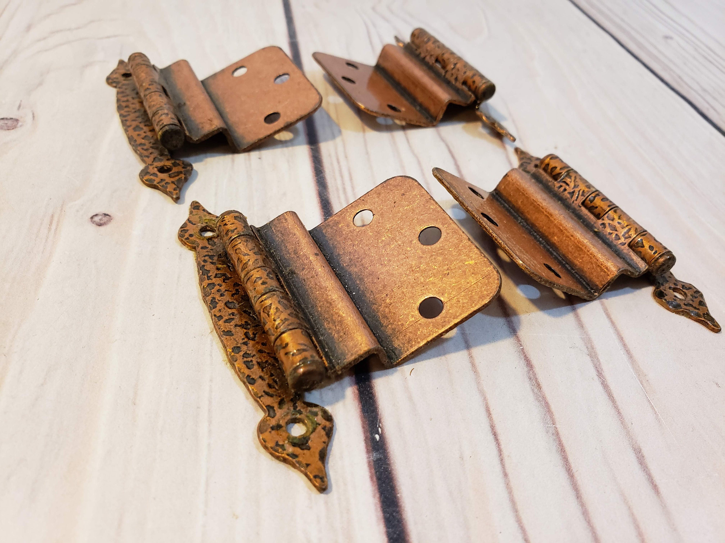 Vintage Hammered Copper Hinges Set of 4 Etsy