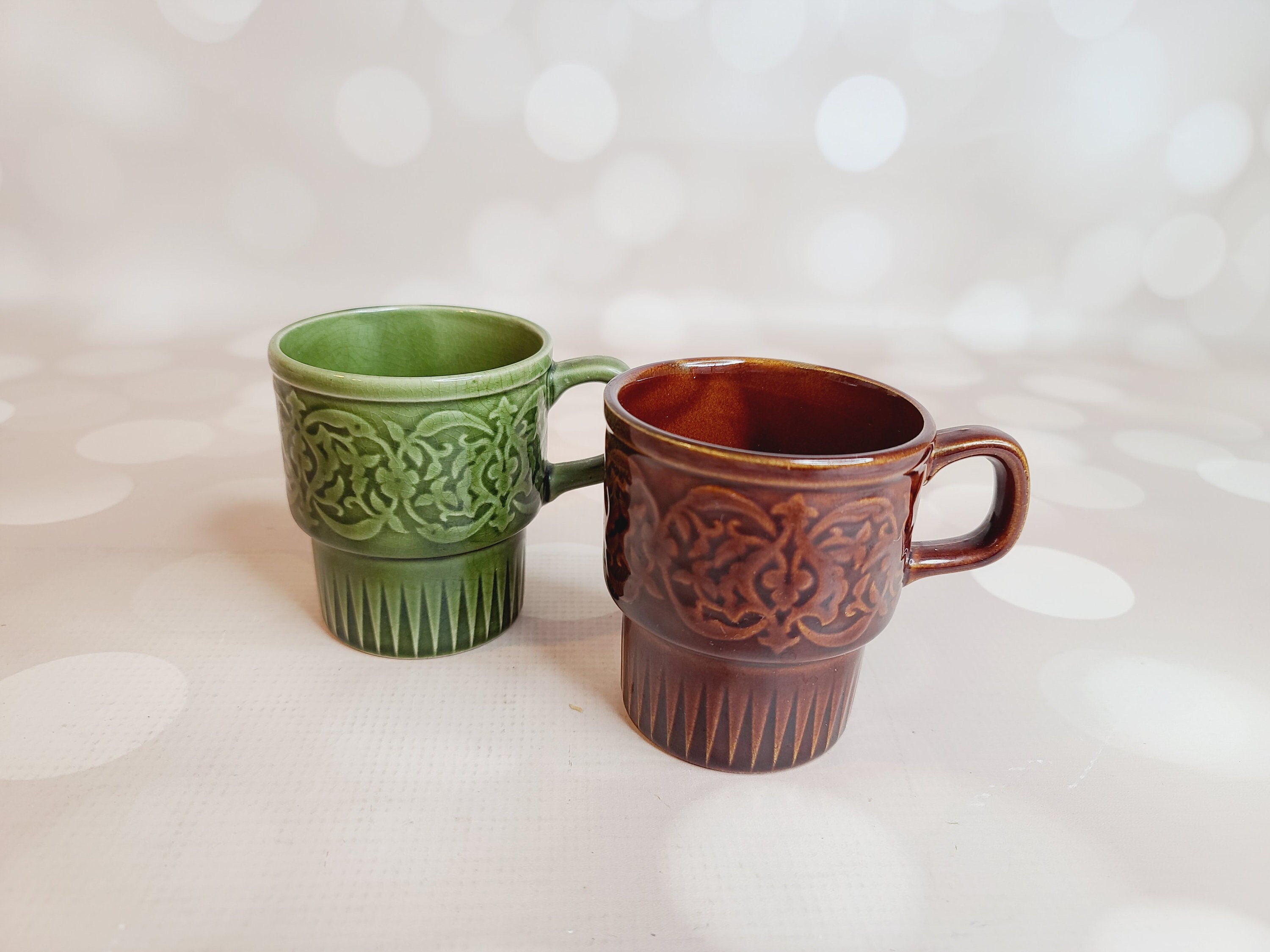 Retro Aesthetic Stackable Printed Ceramic Mug