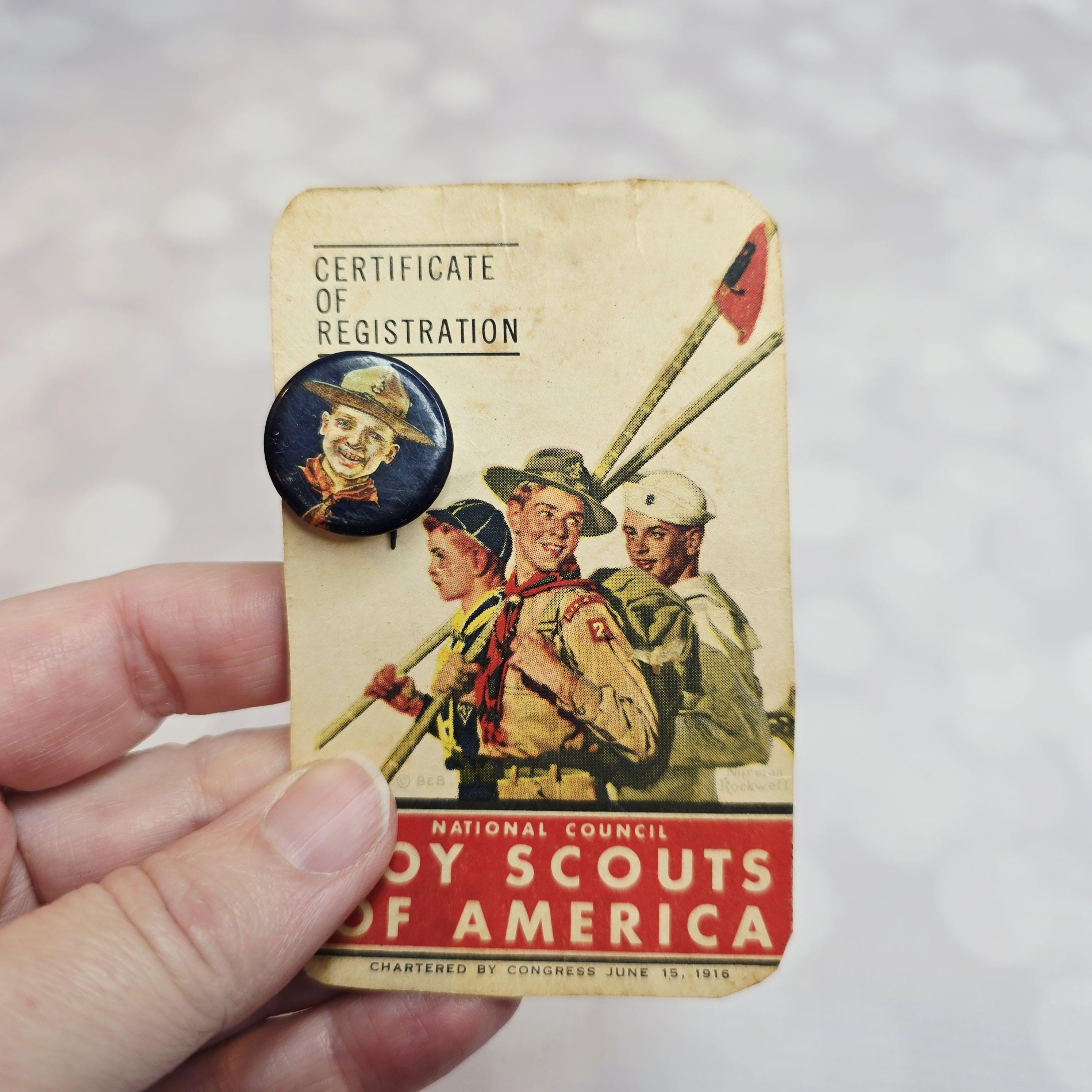 Vintage Boy Scouts Pin and Registration Certificate - Etsy
