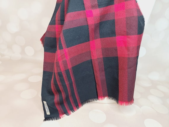 Vintage Merino Wool Scarf, Plaid - image 3