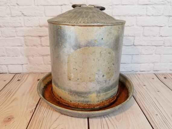 Vintage Galvanized Steel Chicken Feeder Waterer Etsy