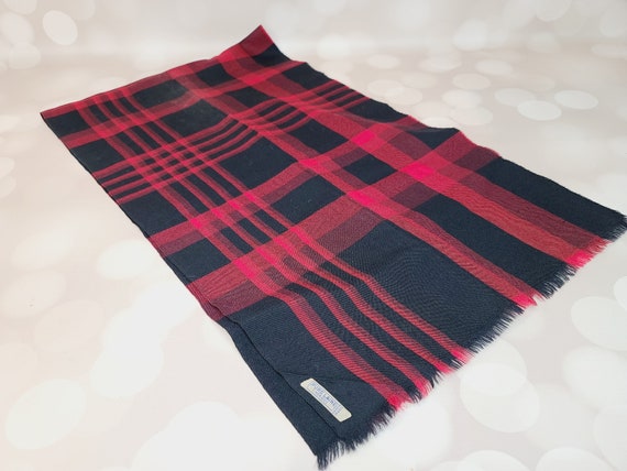 Vintage Merino Wool Scarf, Plaid - image 4