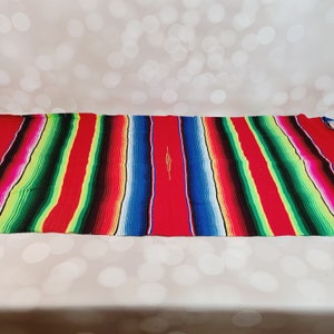 Vintage Serape Table Runner, Mexican Textile
