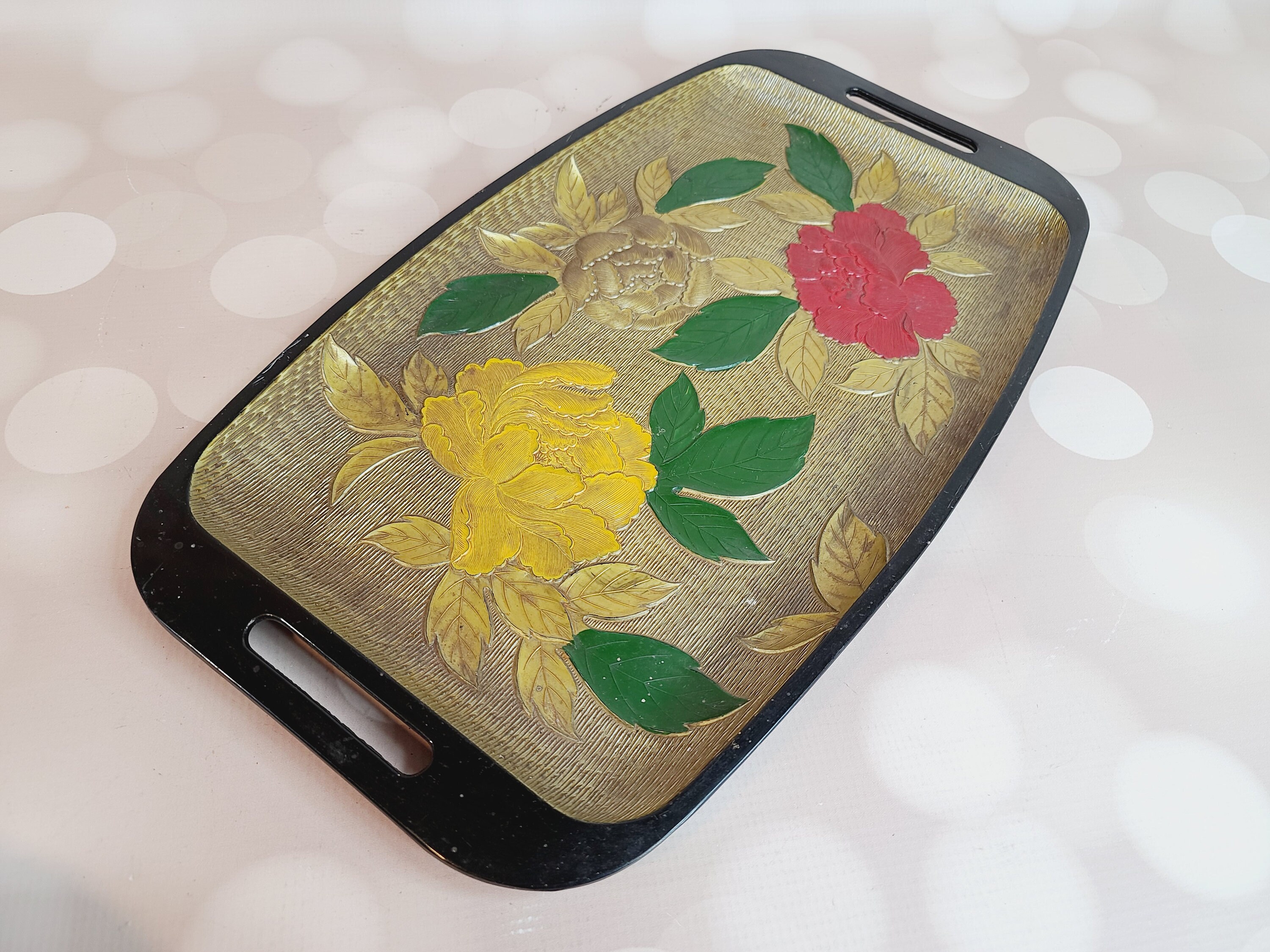 ヴィンテージ白木屋トレー 花柄 - Etsy 日本