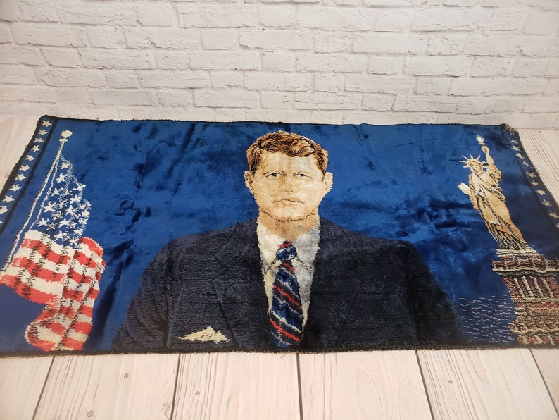 Vintage JFK Velvet Wall Tapestry Hanging Etsy