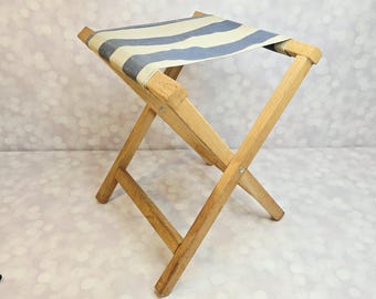 Vintage Folding Wood Camp Stool