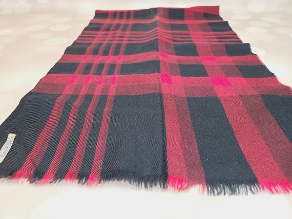 Vintage Merino Wool Scarf, Plaid - image 6