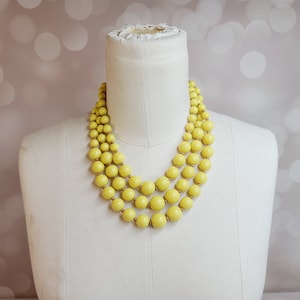 Vintage Chunky Yellow Bead Necklace