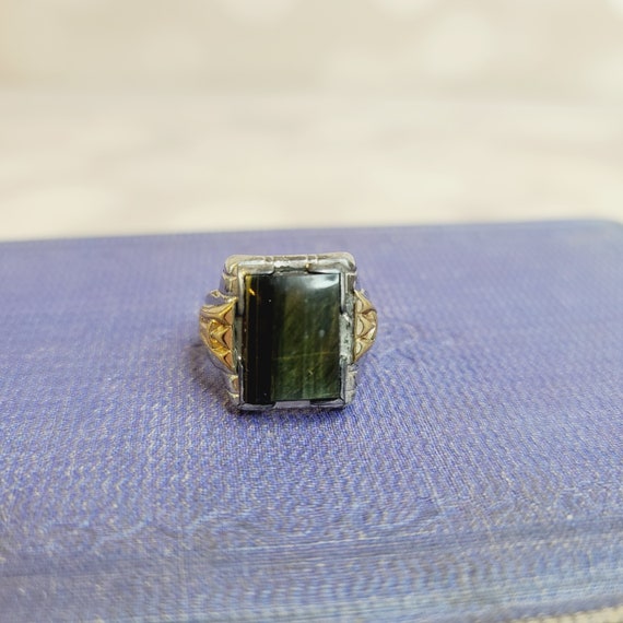 Antique Men's Art Deco Ring, Labradorite - image 3
