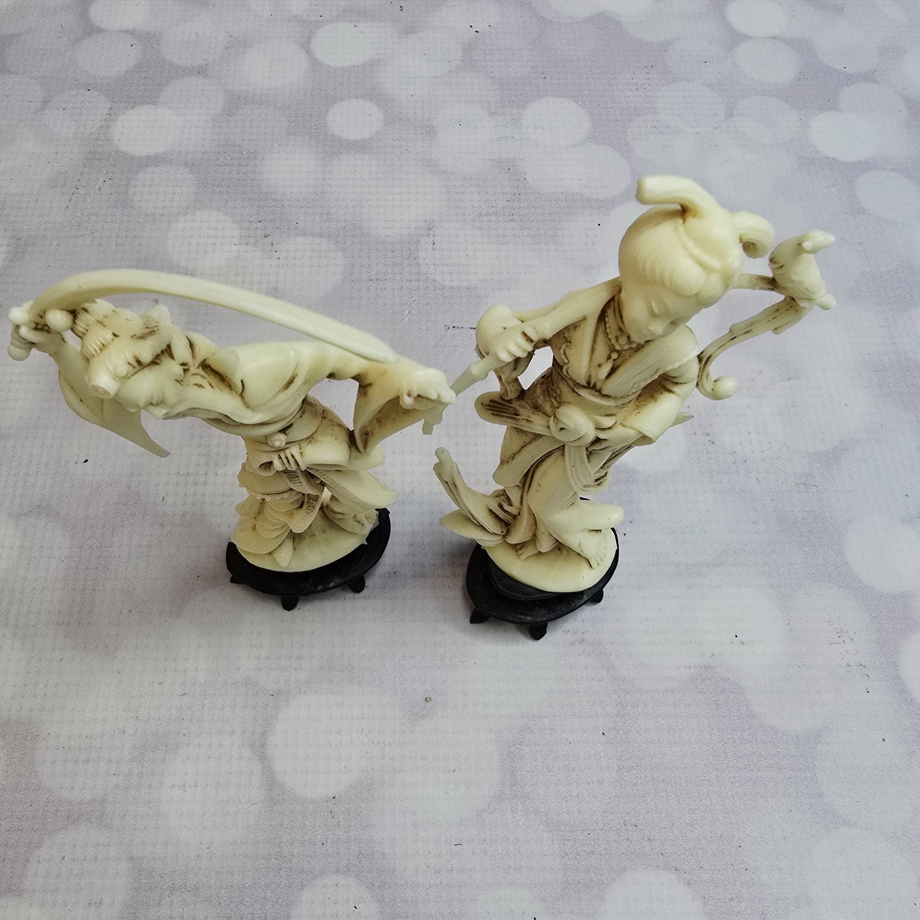 Vintage Norleans Faux Bone Asian Statues, Set of 2 - Etsy
