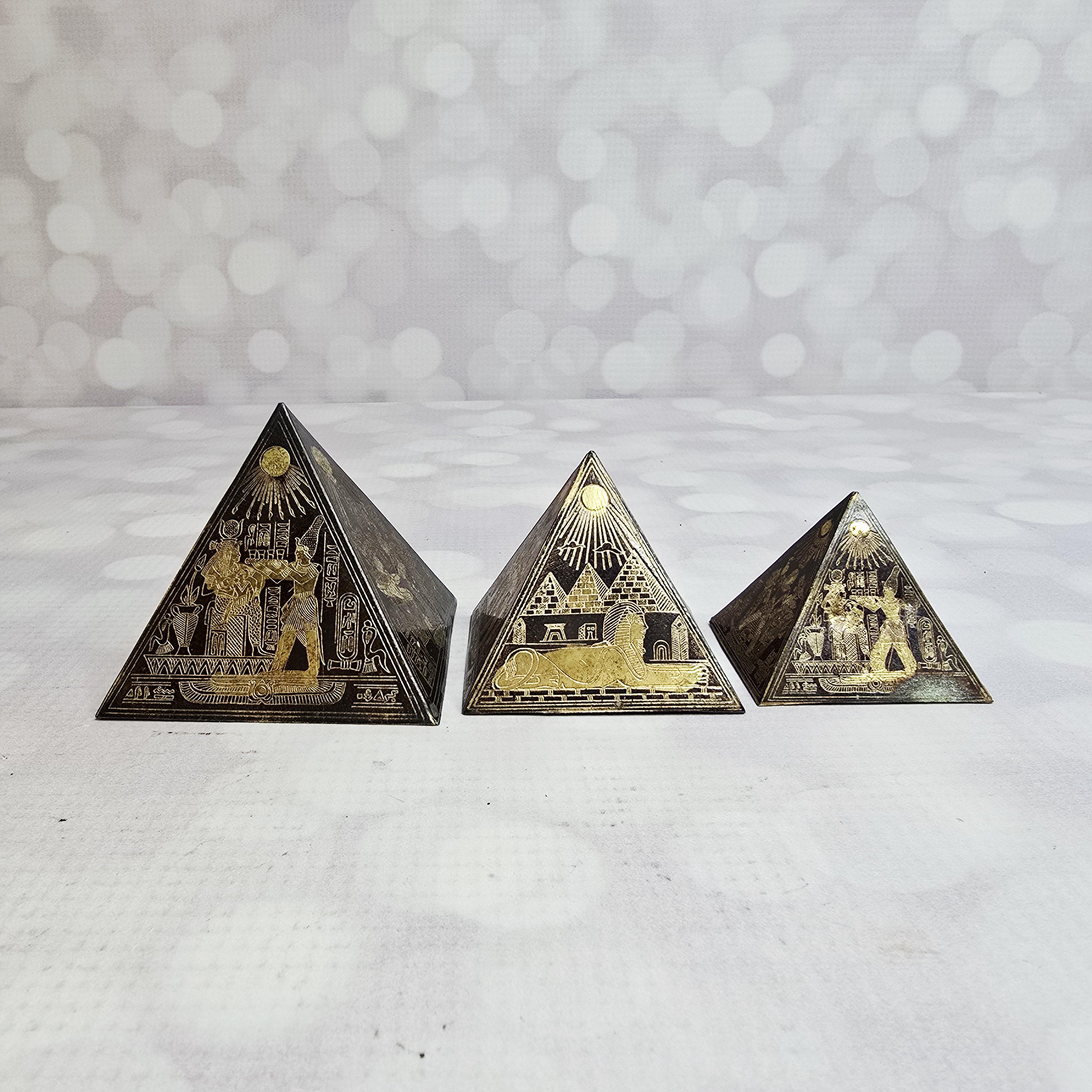 Vintage Brass Etched Pyramids, Set of 3 - Etsy