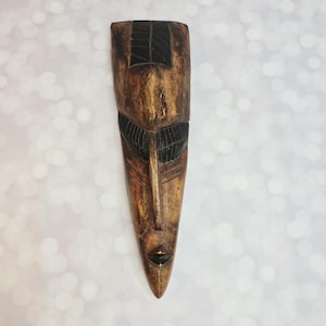 Vintage Carved Wood Mask, Made in Ghana