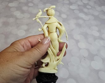 Vintage Norleans Faux Bone Asian Statues, Set of 2 - Etsy