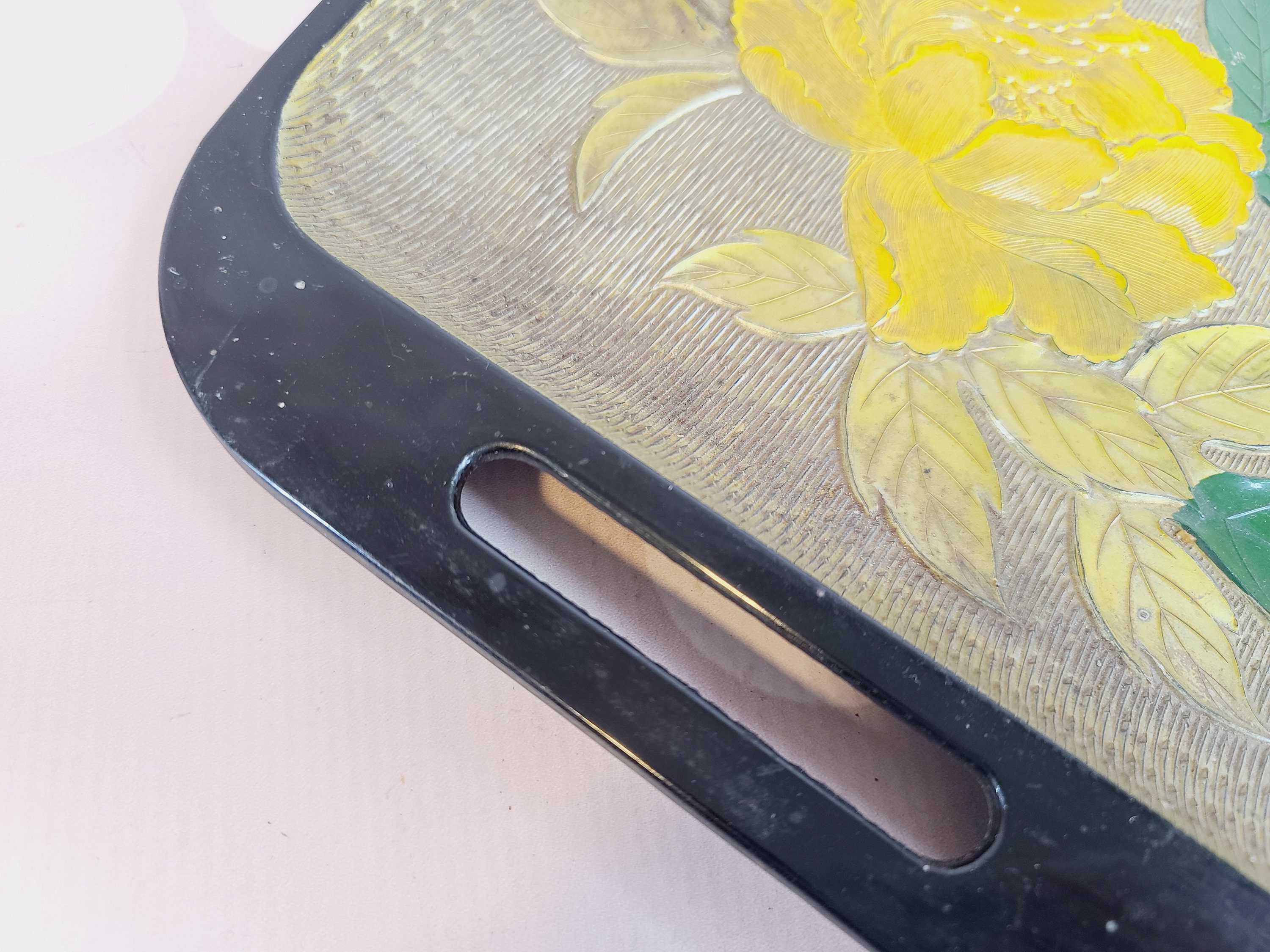 花柄　手形装飾品　ハンドトレイ　ヴィンテージ ヴィンテージ白木屋トレー 花柄 - Etsy 日本