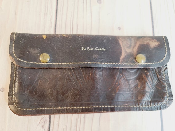 Vintage Embossed Wallet, Leather - image 3