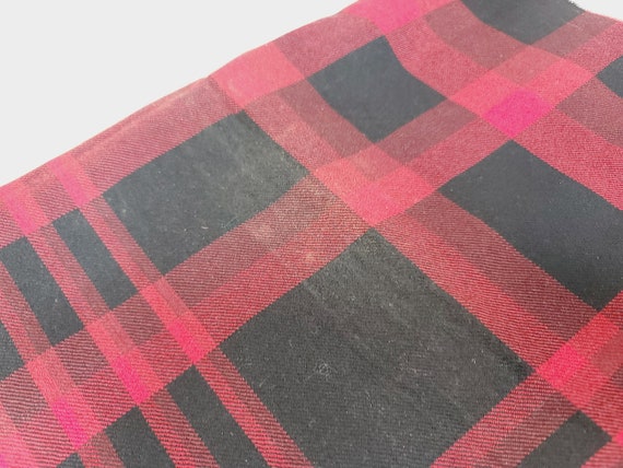 Vintage Merino Wool Scarf, Plaid - image 5