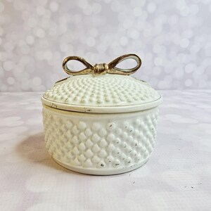 Vintage White Hobnail Trinket Box
