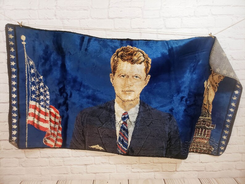 Vintage JFK Velvet Wall Tapestry Hanging Etsy
