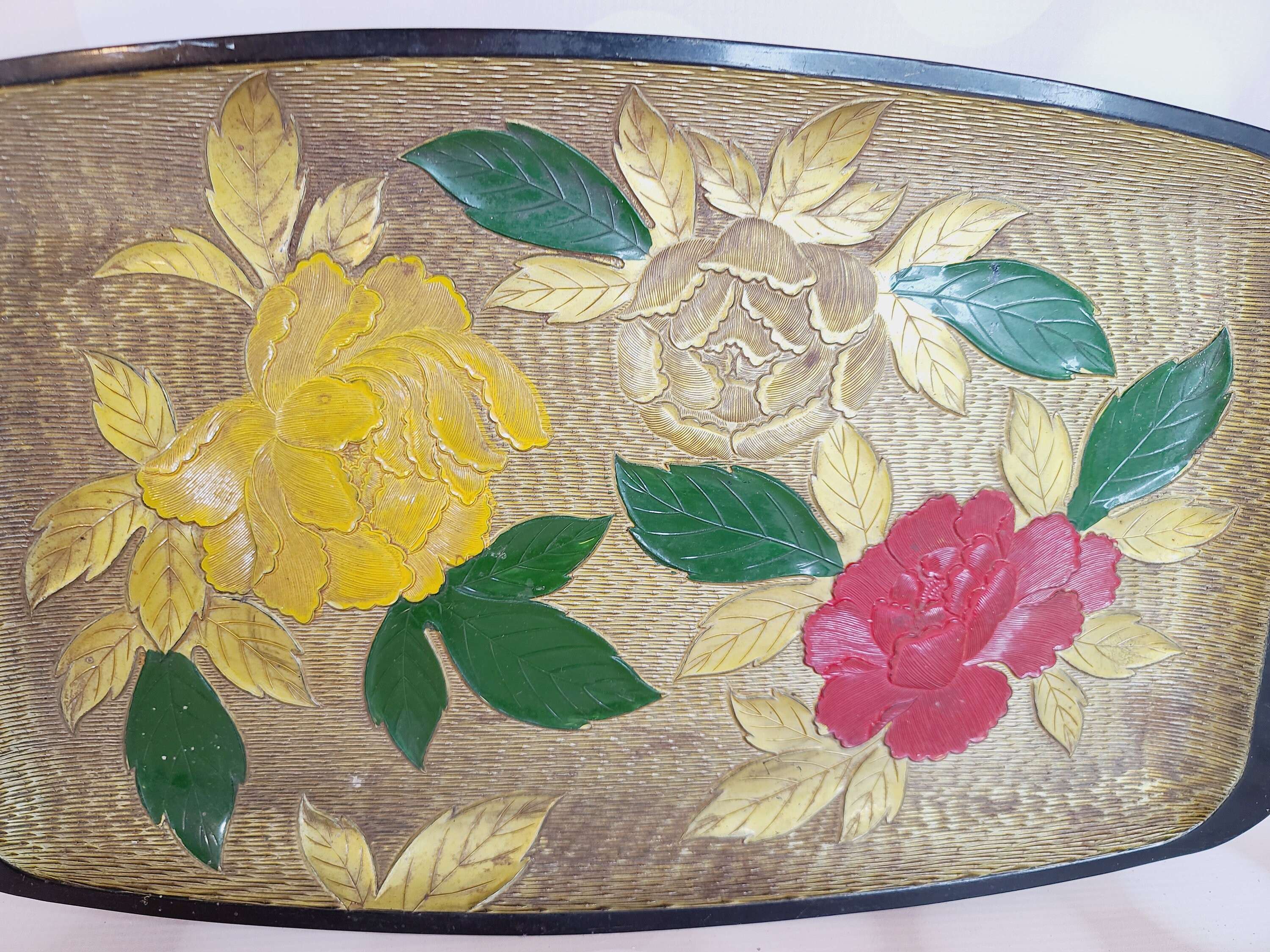花柄　手形装飾品　ハンドトレイ　ヴィンテージ ヴィンテージ白木屋トレー 花柄 - Etsy 日本