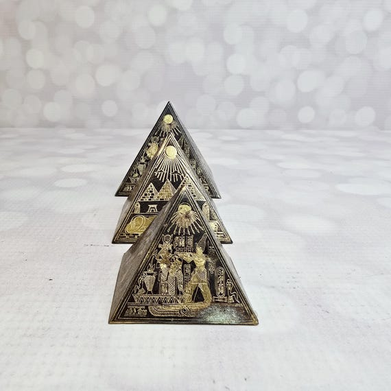 Vintage Brass Etched Pyramids, Set of 3 - Etsy