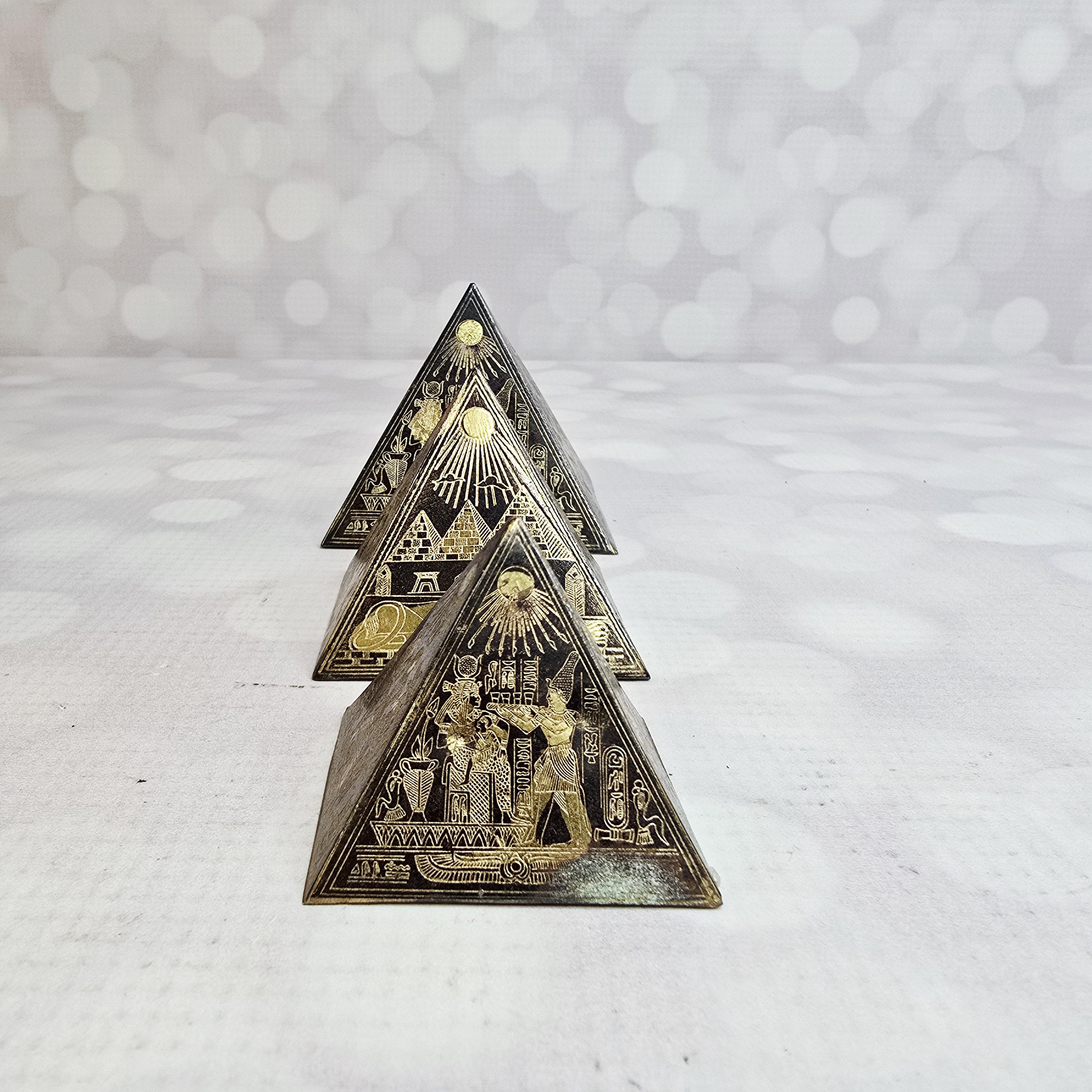 Vintage Brass Etched Pyramids, Set of 3 - Etsy