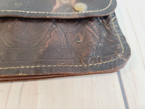 Vintage Embossed Wallet, Leather - image 7