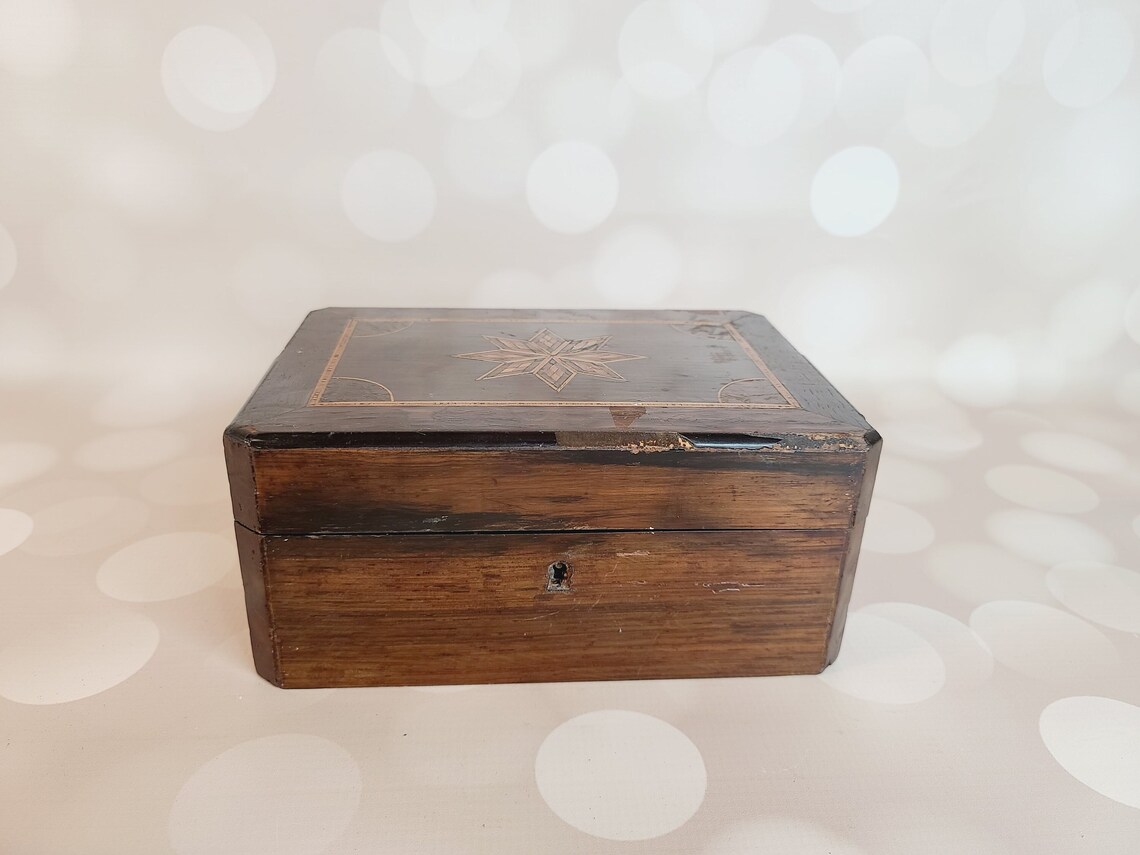 Vintage Inlaid Wood Jewelry Box - Etsy
