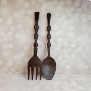 Vintage Oversized Fork and Spoon Set