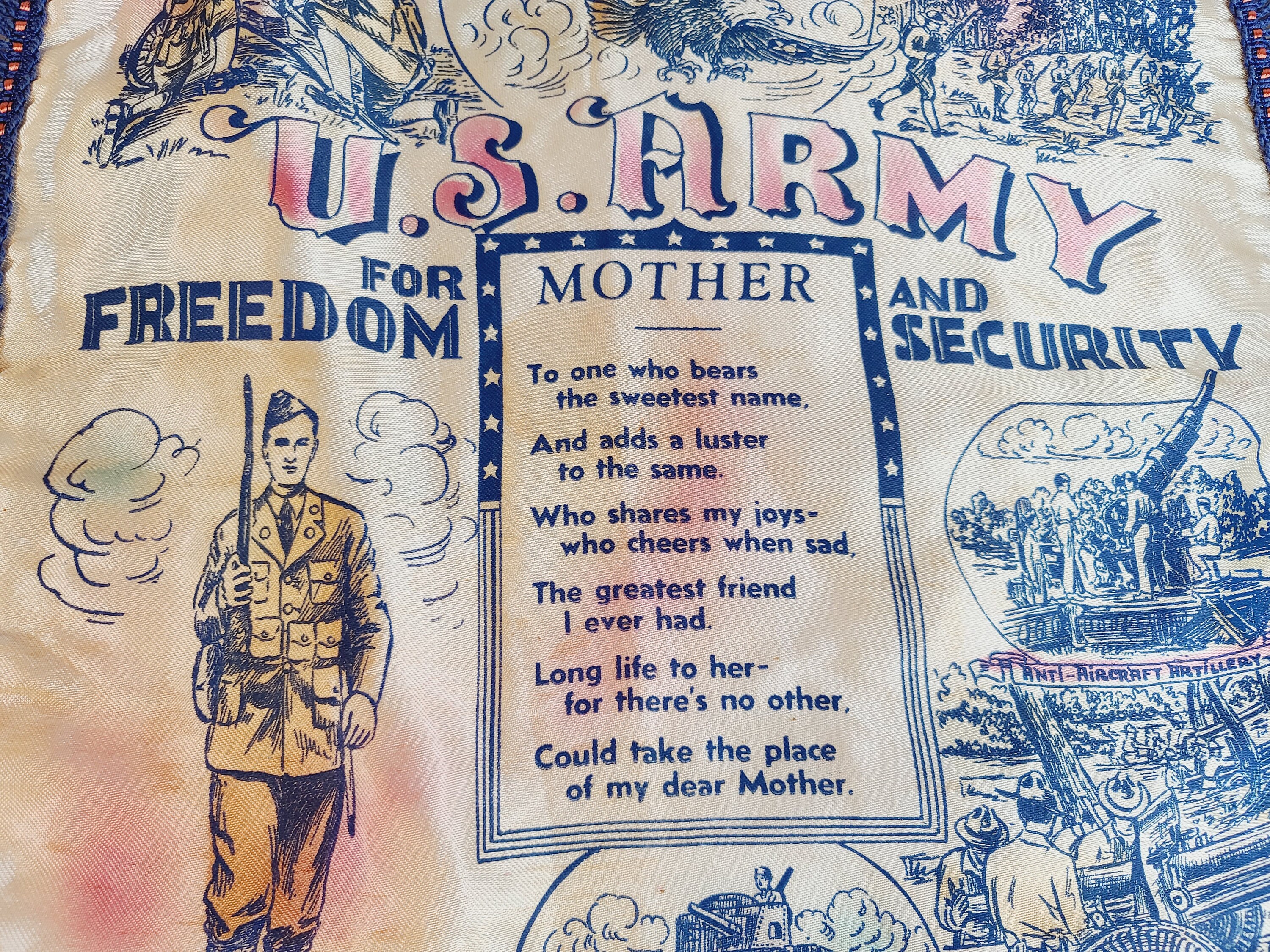 40’s〜50’s Souvenir pillow case On Sale Vintage U.S. NAVY Souvenir SATIN Pillow Case 1940's