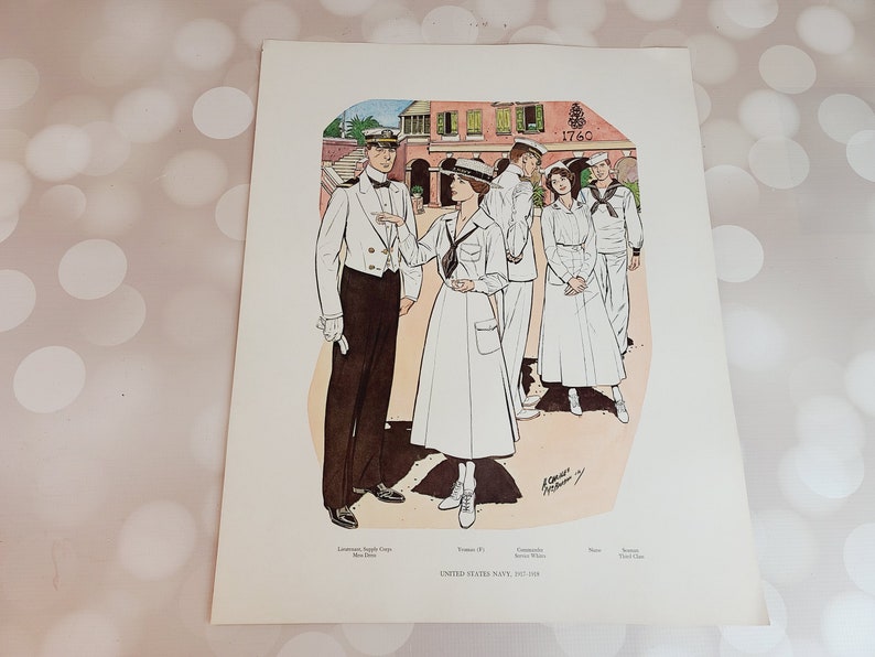 Vintage Uniforms of the US Navy Print, H. Charles McBarron Jr image 1