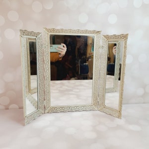 Vintage Filigree Tri-fold Mirror