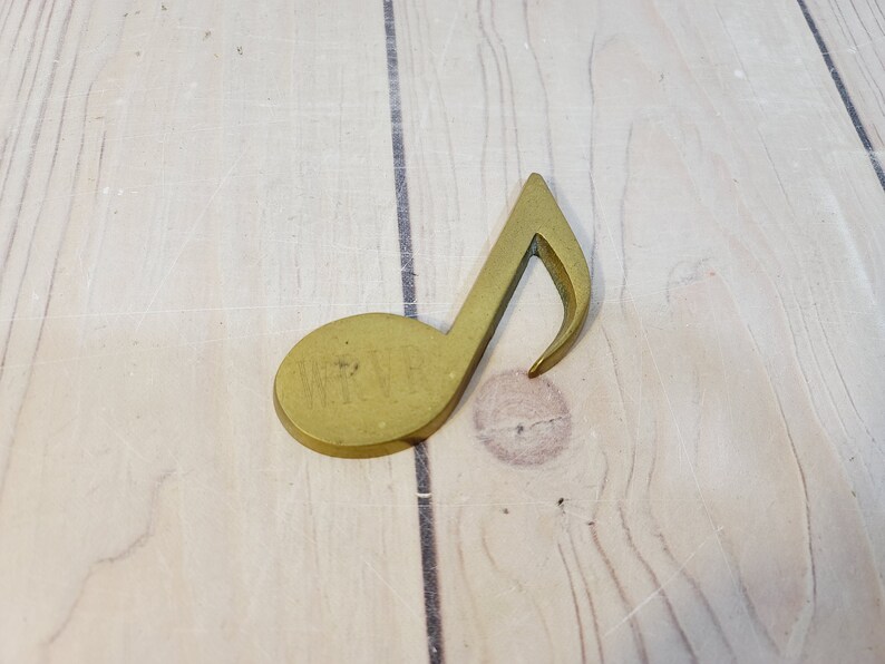Vintage Music Note Paper Weight Brass Etsy