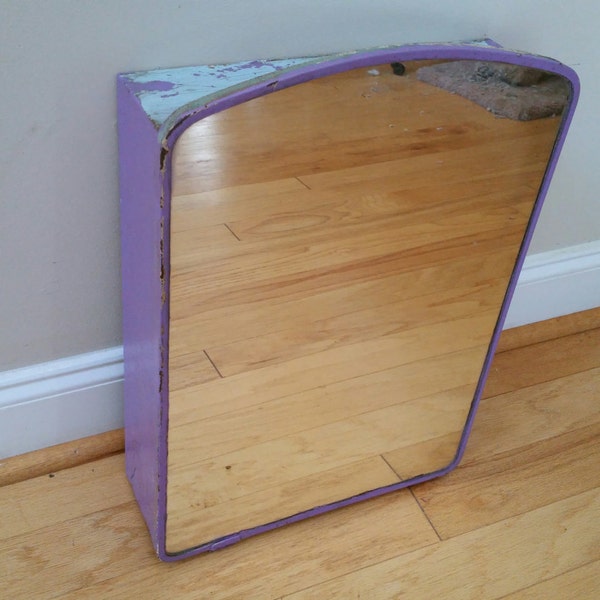 Vintage Rusty Chippy Industrial Metal Mirrored Medicine Cabinet Perfect for a Retro Bathroom Vanity