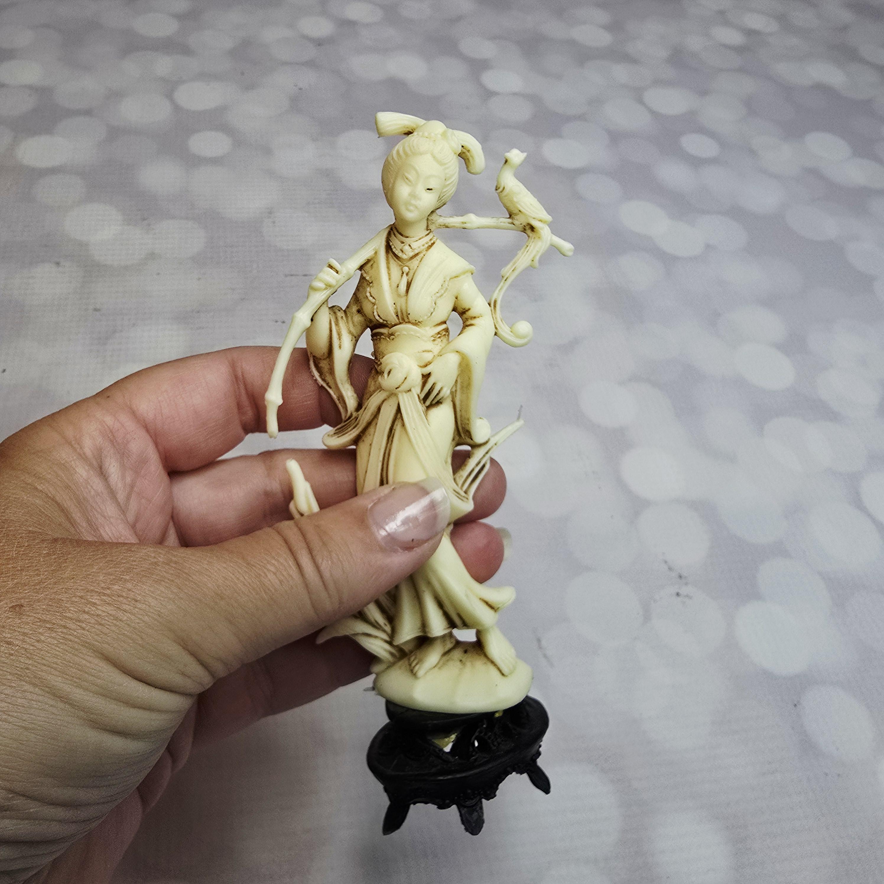 Vintage Norleans Faux Bone Asian Statues, Set of 2 - Etsy