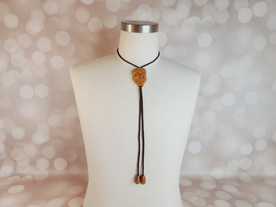 Vintage Japanese Wood Face Bolo Tie - image 7