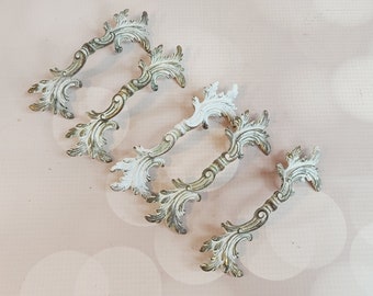 Vintage Mid Century French Provincial Drawer Pulls, Set of 5