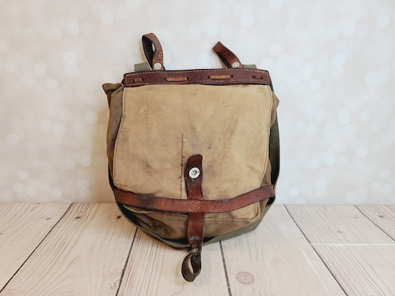 Vintage Swiss Army Bread Bag, Military Messenger - image 1