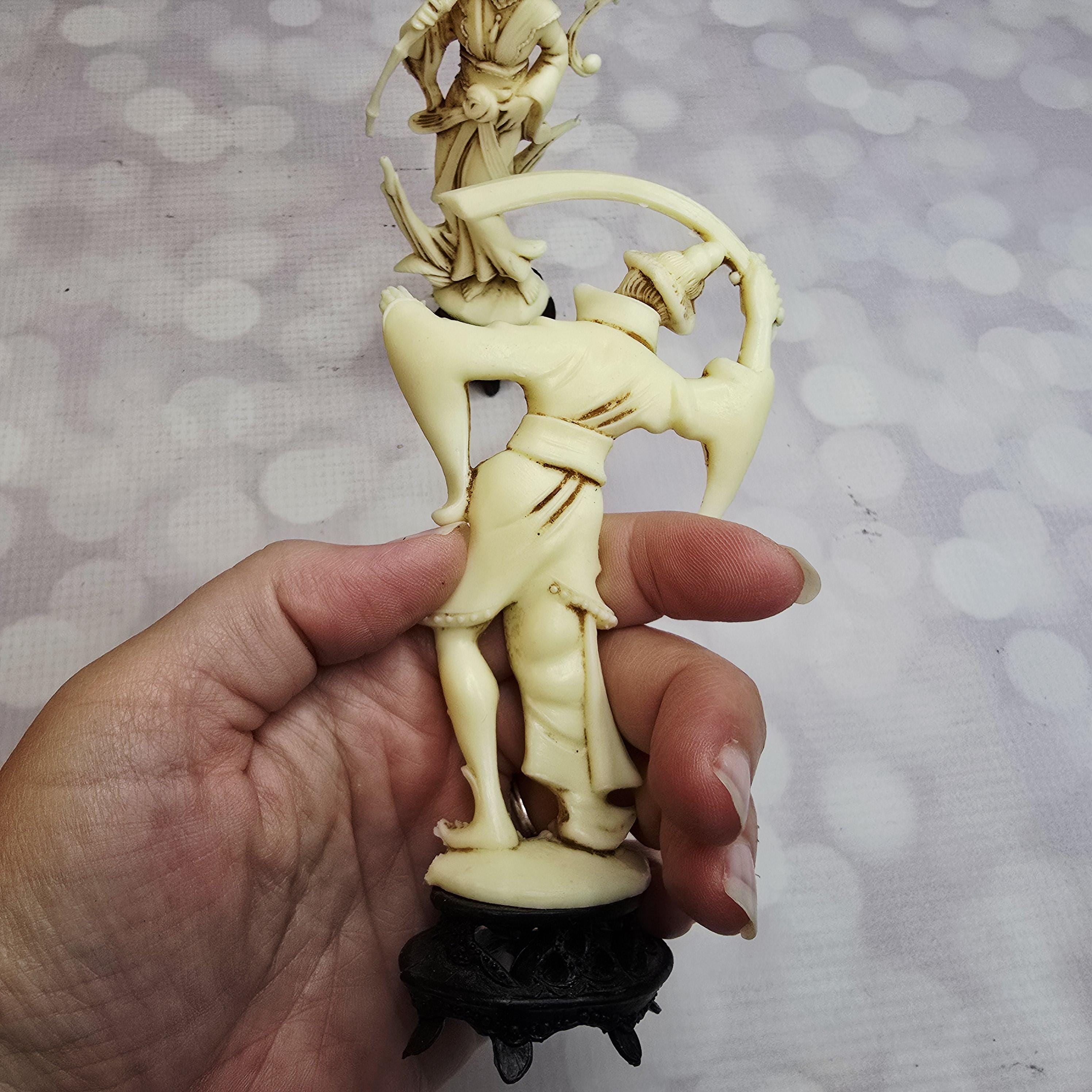Vintage Norleans Faux Bone Asian Statues, Set of 2 - Etsy