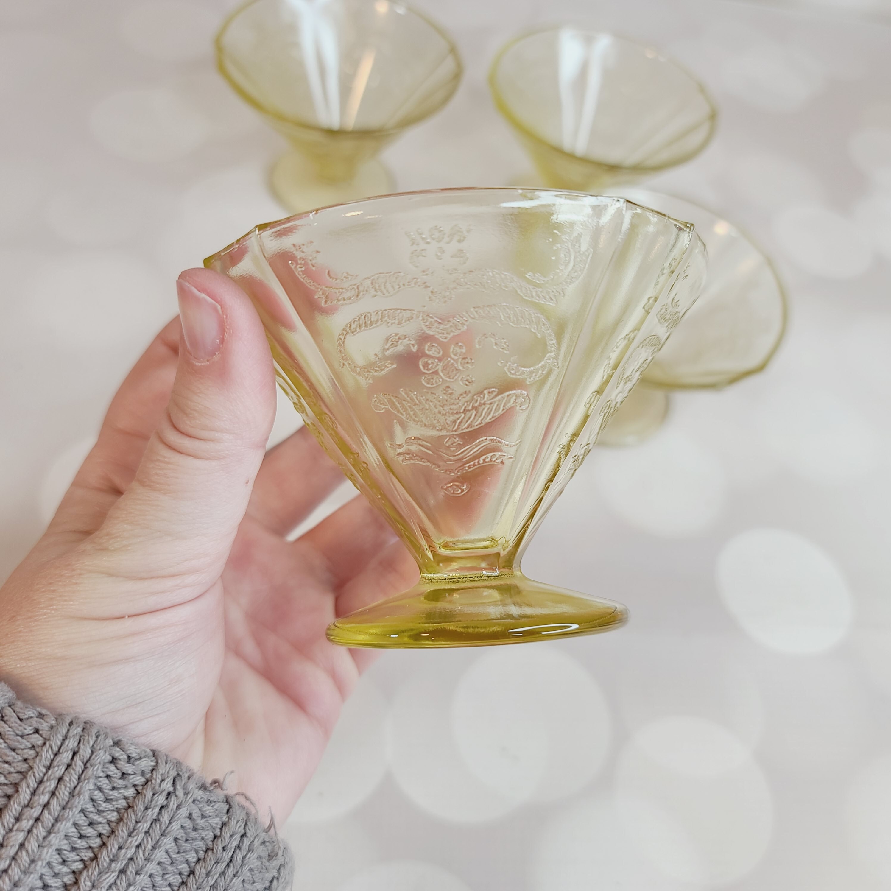 Vintage Yellow Federal Depression Glass Sherberts, Set of 4 - Etsy