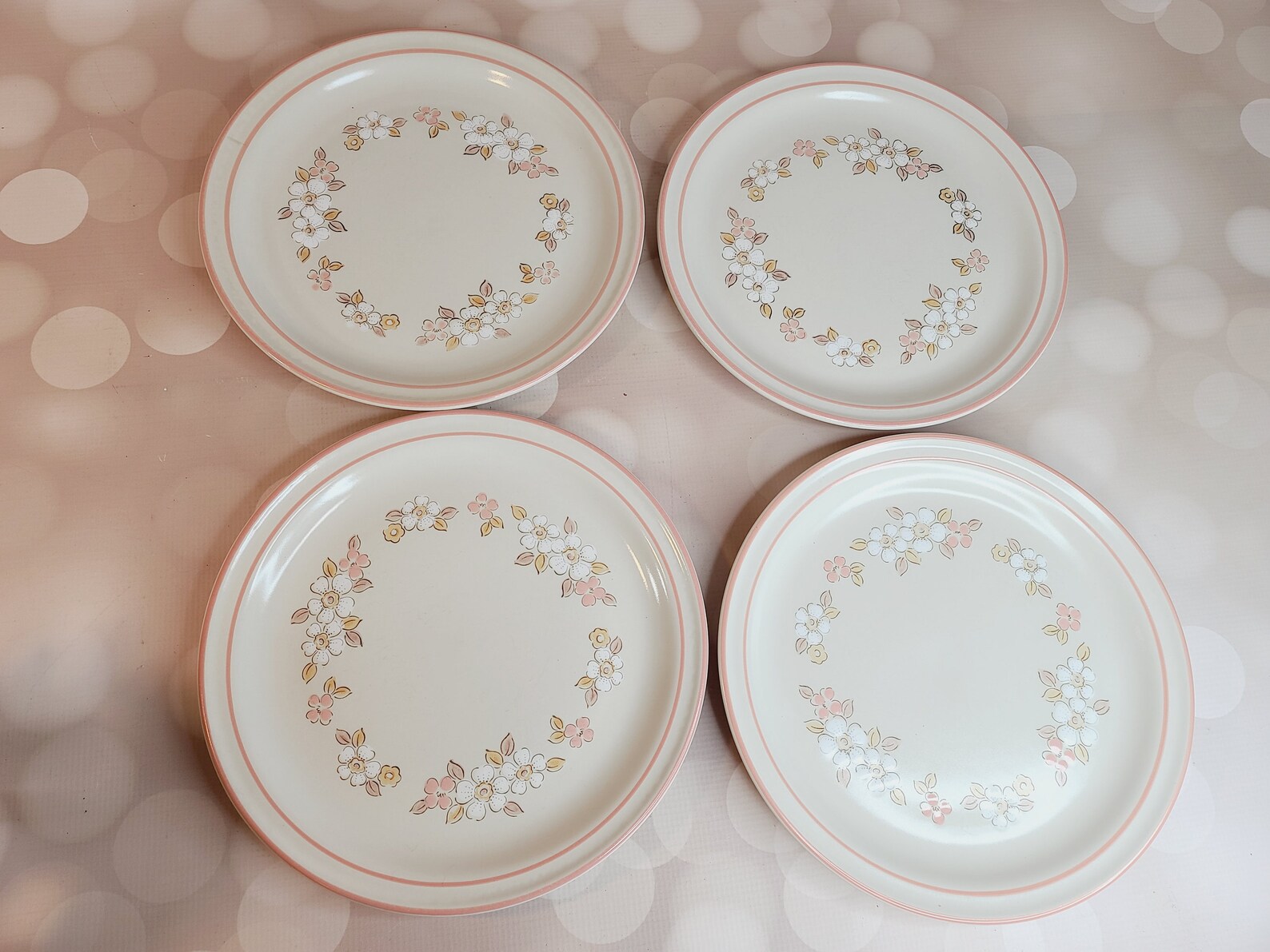 Vintage Chantilly Stoneware Plates Set of 4 Etsy