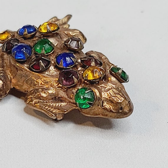 Vintage Jeweled Frog Brooch - image 2