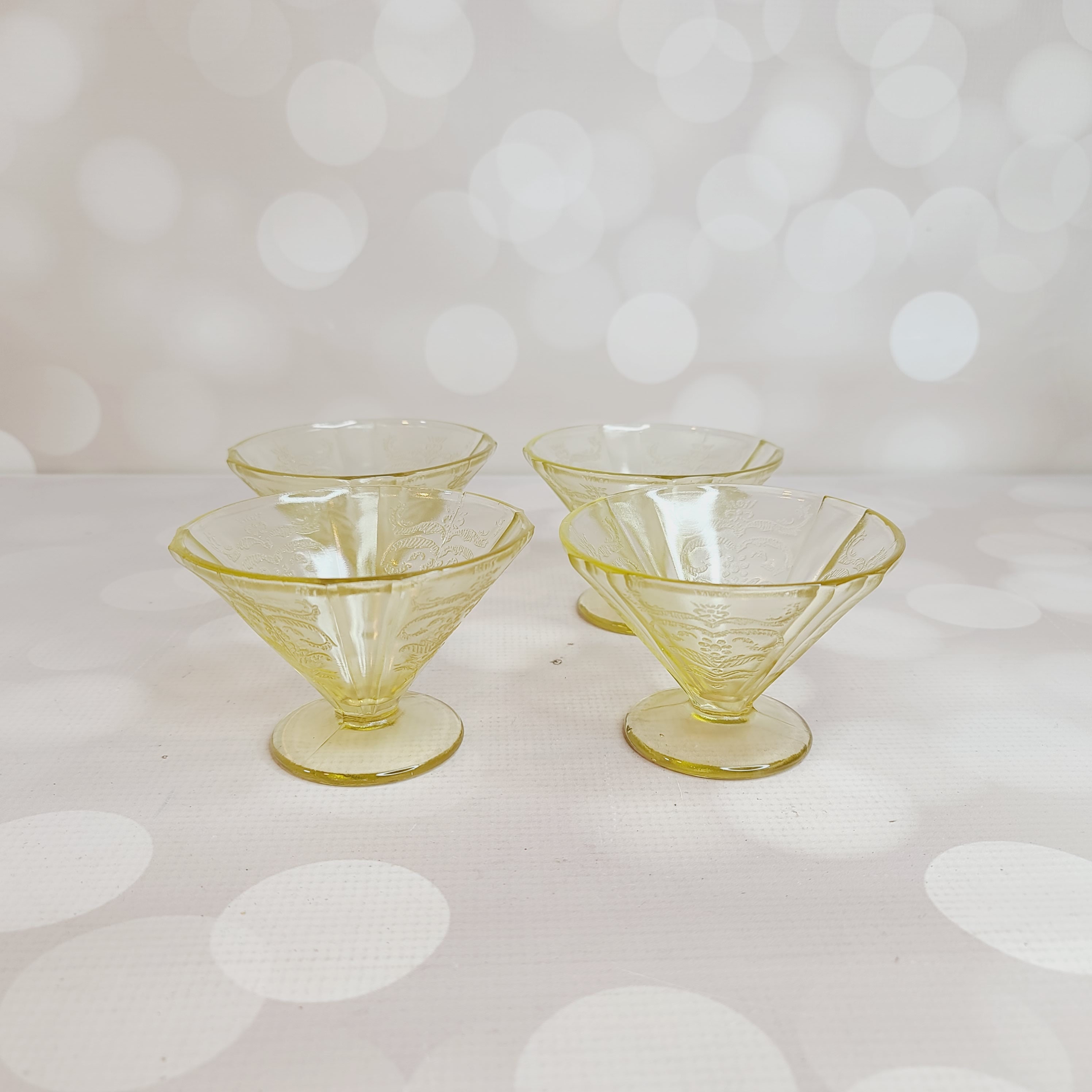 クリアランスDepression Glassディプレッションシャーベットグラス6 Vintage Yellow Federal Depression Glass Sherberts, Set of 4 - Etsy