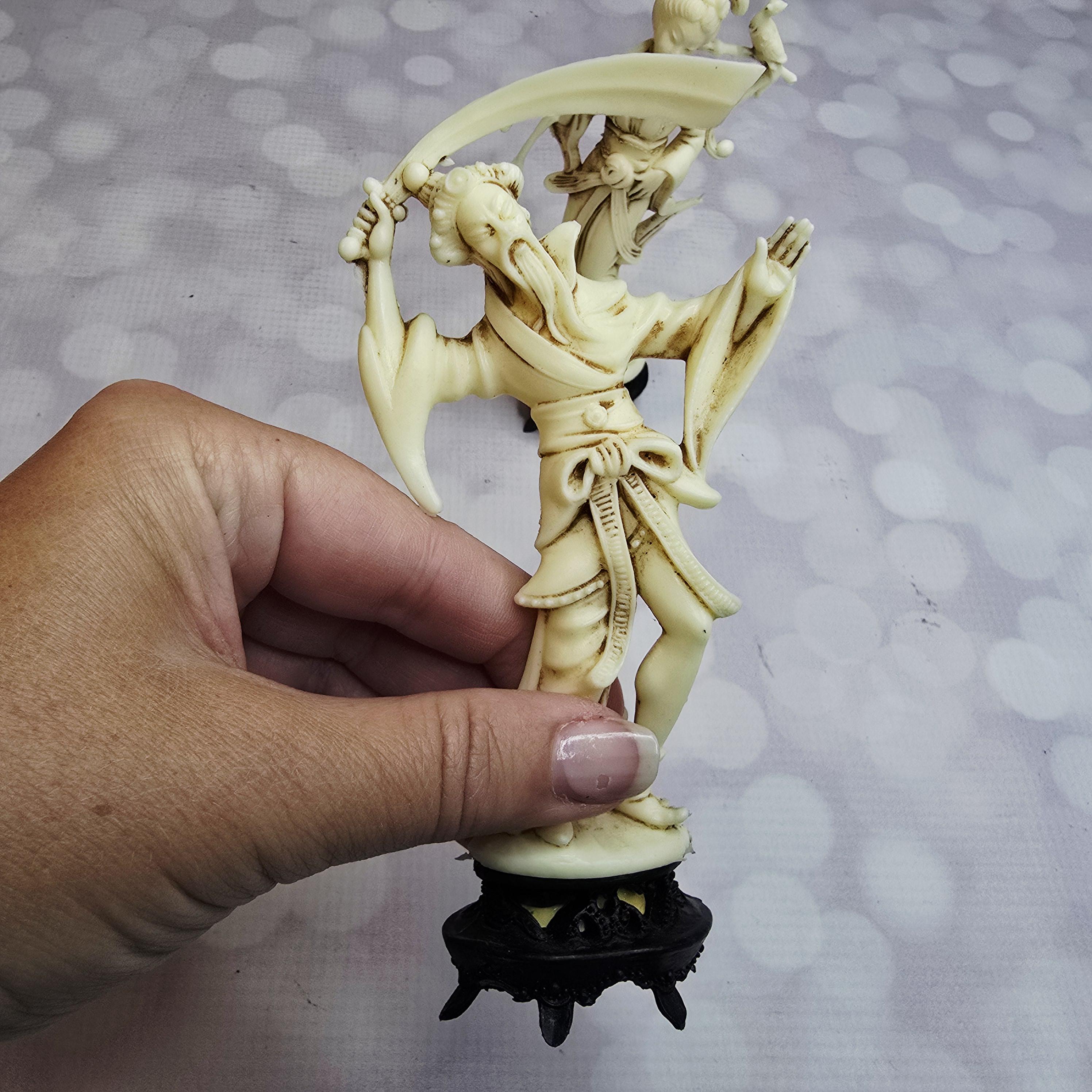 Vintage Norleans Faux Bone Asian Statues, Set of 2 - Etsy
