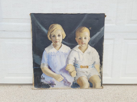 アンティーク子供の肖像画、オリジナル絵画 - Etsy 日本